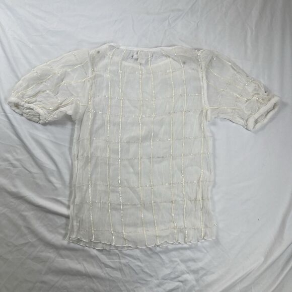 Velvet Graham & Spencer Cecilia Short Sleeve Silk &‎ Sequin Top Size Small - Picture 4 of 6